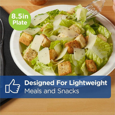 Dixie Basic® 8-1/2’’ Lightweight Paper Plates by GP Pro - Microwave Safe - 8.5’’ Diameter - White - Body - 125 / Pack
