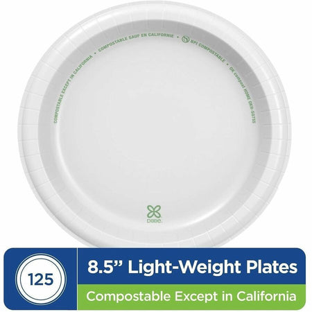 Dixie Basic® 8-1/2’’ Lightweight Paper Plates by GP Pro - Microwave Safe - 8.5’’ Diameter - White - Body - 125 / Pack