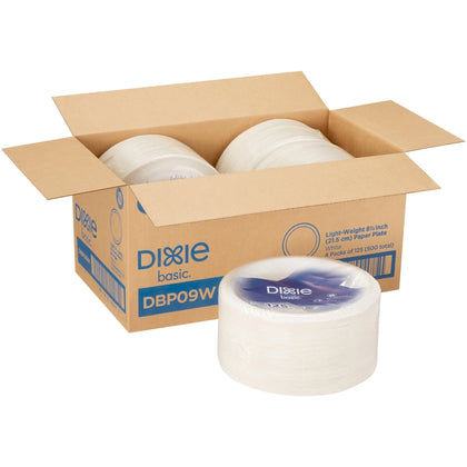 Dixie Basic® 8-1/2’’ Paper Plates - Microwave Safe - White - 125/Pack