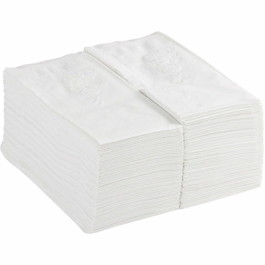 Dixie Dinner Napkin - 2 Ply - 1/8 Fold - 15’’ Width x 16’’ Length - Scrollwork Pattern - White - 126 / Pack - Napkins