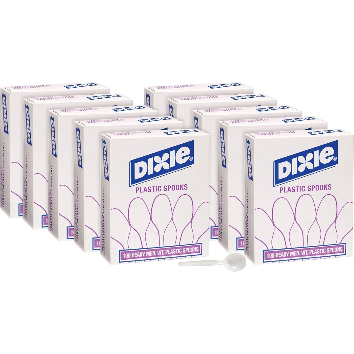 Dixie Heavy Medium-weight Disposable Soup Spoons Grab-N-Go by GP Pro - Spoon - 1000 x - White - 100/Box - Cutlery