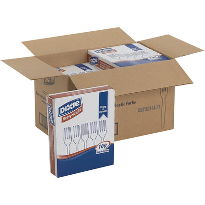 Dixie Heavyweight Disposable Forks: Convenient Grab-N-Go Pack - 1000 Forks White - Cutlery