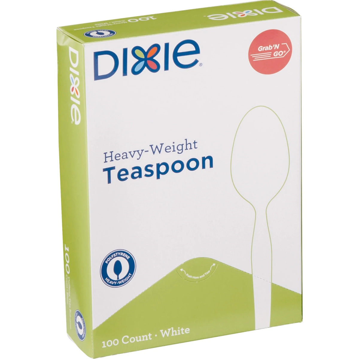Dixie Heavyweight Disposable Teaspoons: Convenient Grab-N-Go Pack - 100 White Teaspoons - Cutlery