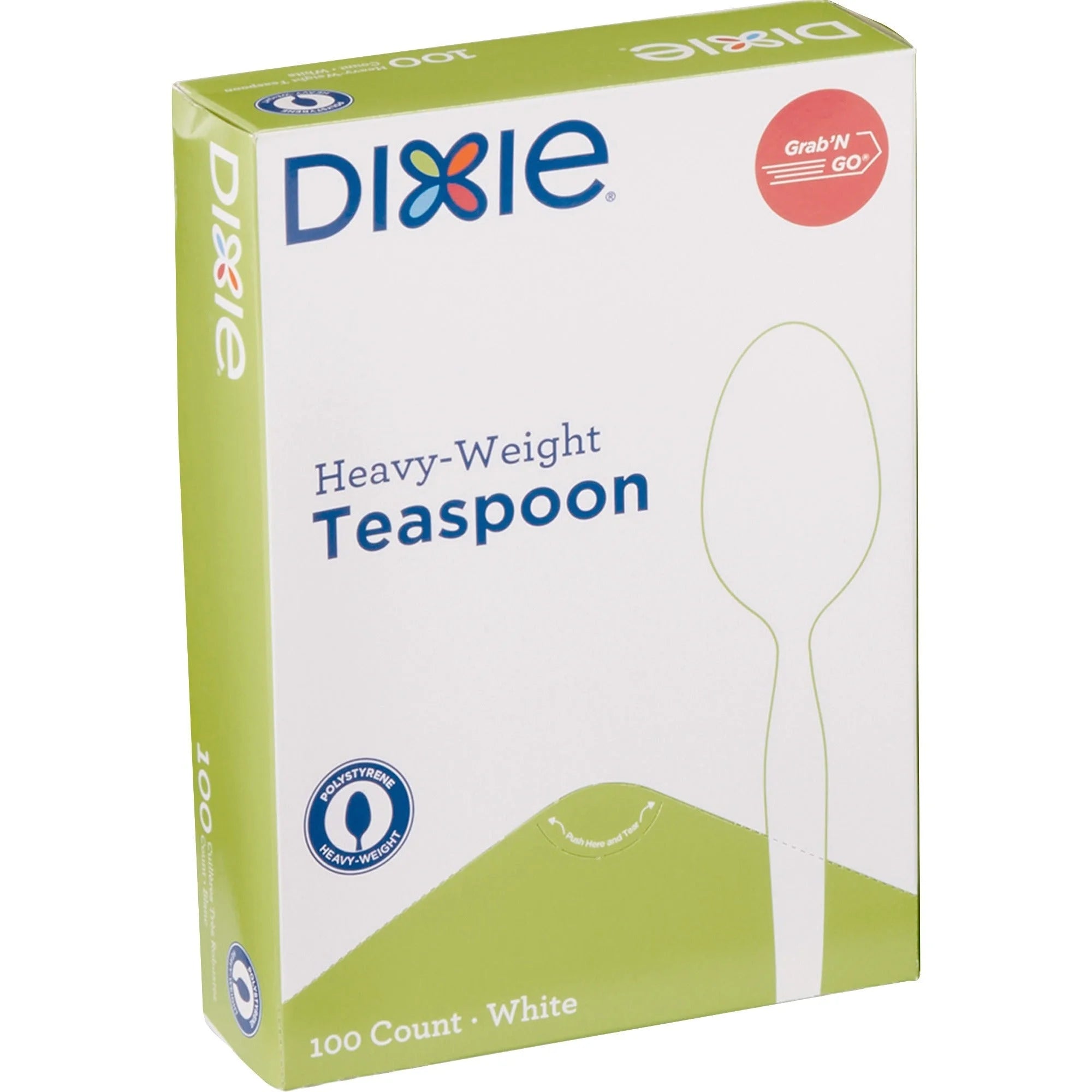 Dixie Heavyweight Disposable Teaspoons: Convenient Grab-N-Go Pack - 100 White Teaspoons - Cutlery