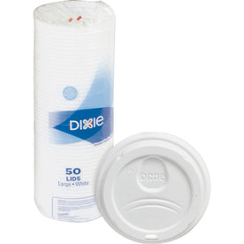 Dixie Large Hot Cup Lids: Dome Plastic White 50-Pack - Cups