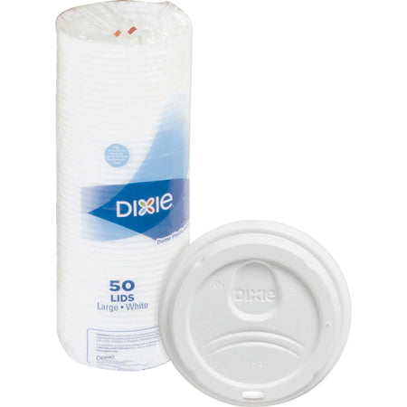 Dixie Large Hot Cup Lids: Dome Plastic White 50-Pack - Cups