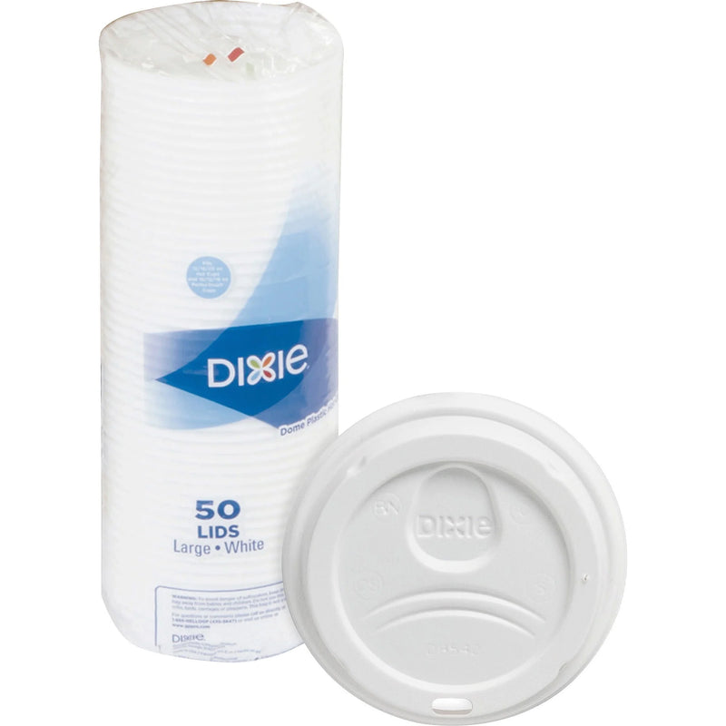 Dixie Large Hot Cup Lids by GP Pro - Dome - Plastic - White - 50 / Pack - Cups