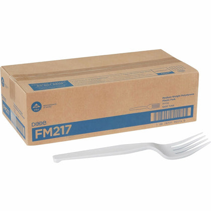 Dixie Medium-weight Disposable Forks: White - 1000 / Carton - Cutlery