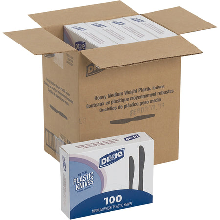Dixie Medium-weight Disposable Knives Grab-N-Go by GP Pro - Knife - 1000 x - Black - 100/Box - 10 / Carton - Cutlery