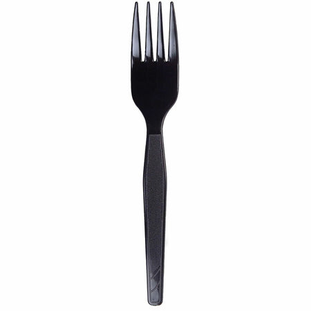 Dixie Medium-Weight Disposable Plastic Forks - Black - 1000 / Carton - Cutlery