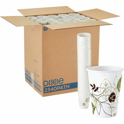 Dixie Pathways 10 oz Paper Hot Cups By GP Pro - 50 / Pack - fl - 20 / Carton - White - Drink - Drinking