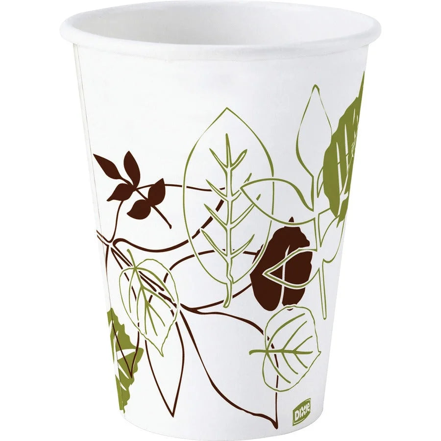 Dixie Pathways 10 oz Paper Hot Drink Cups by GP Pro White Disposable 50/Pack 20/Carton - Drinking