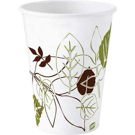 Dixie Pathways 10 oz Paper Hot Drink Cups by GP Pro White Disposable 50/Pack 20/Carton - Drinking