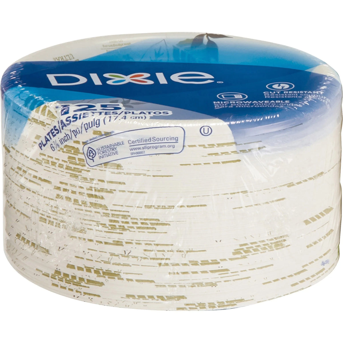 Dixie Pathways 7’’ Medium-weight Paper Plates by GP Pro - 6.9’’ Diameter - White - Body - 125 / Pack