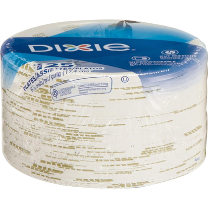 Dixie Pathways 7’’ Medium-weight Paper Plates by GP Pro - 6.9’’ Diameter - White - Body - 125 / Pack