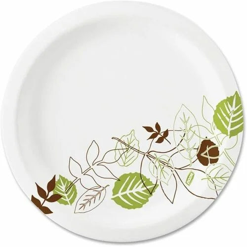 Dixie Pathways 7’’ Paper Plates: 6.9’’ Diameter White & Green - 1000/Carton - Plates