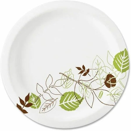 Dixie Pathways 7’’ Paper Plates: 6.9’’ Diameter White & Green - 1000/Carton - Plates