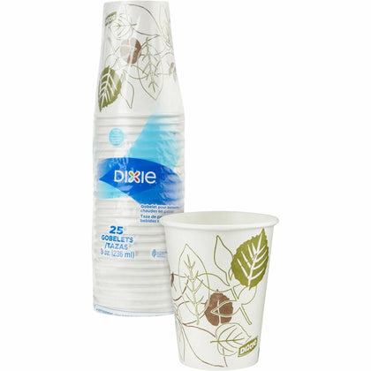 Dixie Pathways 8 oz Paper Hot Cups: White Drink Cups - 25/Pack