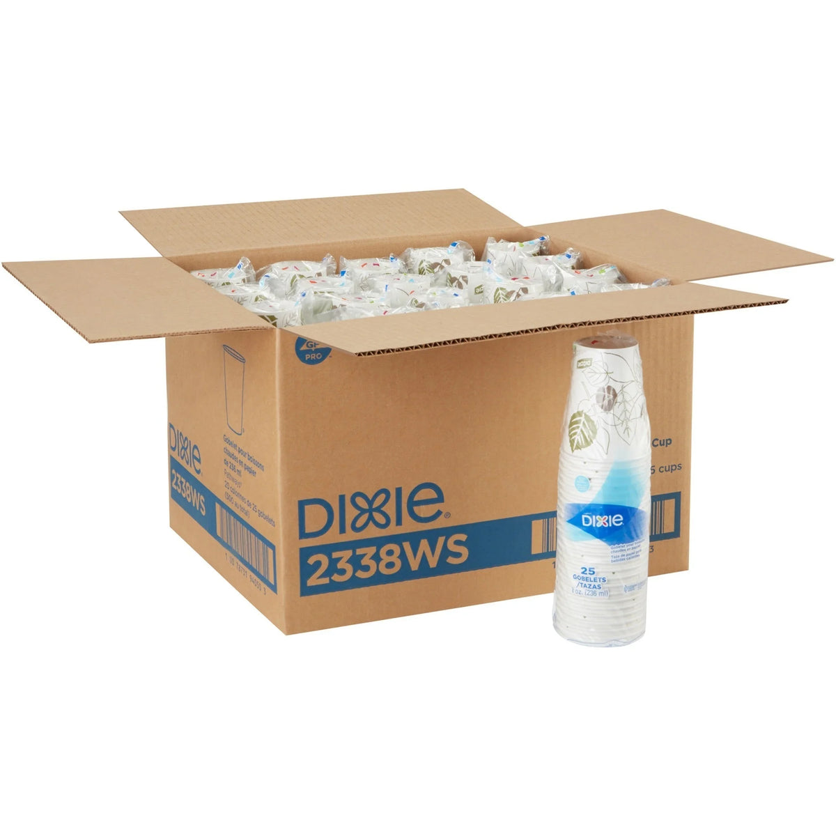 Dixie Pathways 8 oz Paper Hot Cups: White Drink Cups - 25/Pack