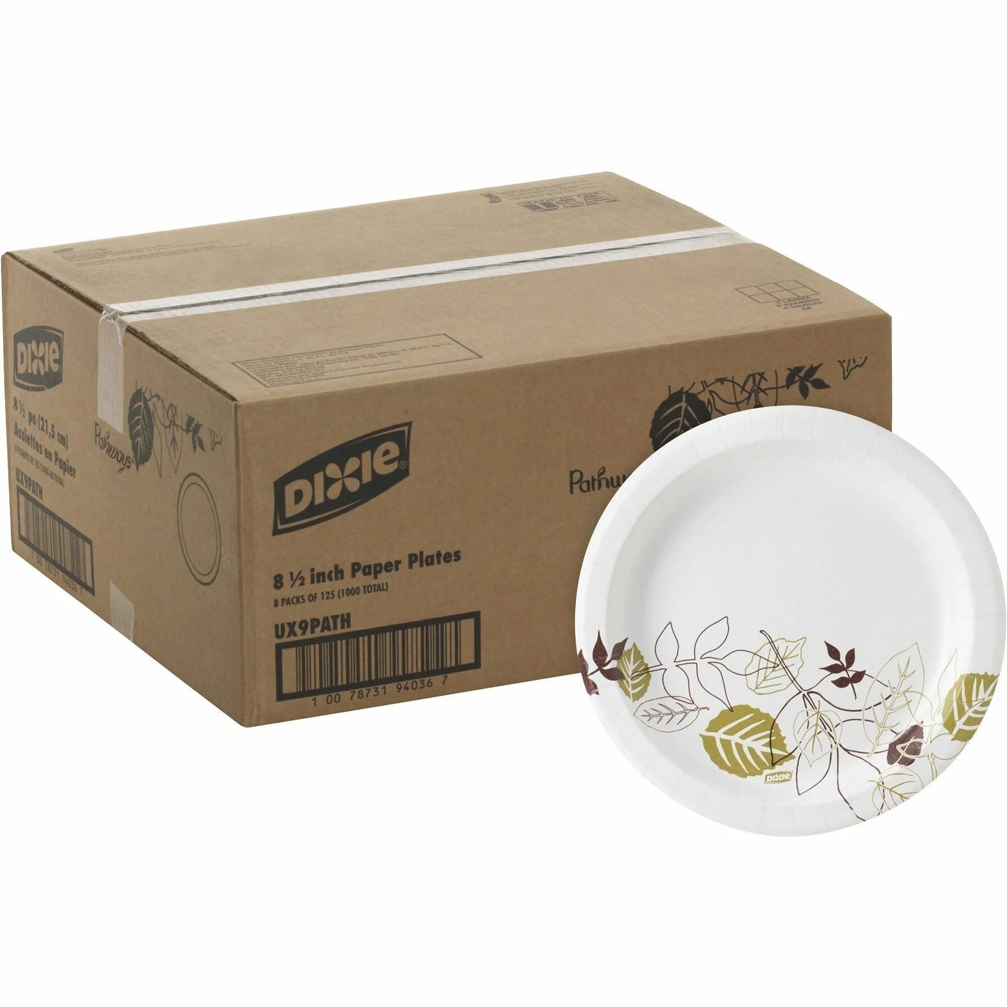 Dixie Pathways 9’’ Paper Plates - Medium-weight White - 125/Pack