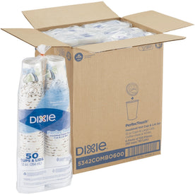 Dixie PerfecTouch 12 oz Hot Coffee Cup and Lid Sets by GP Pro - fl - White - Paper - Drink Beverage - Cups