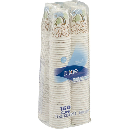 Dixie PerfecTouch 12 oz Coffee Cups - Insulated Paper Hot - 160/Pack