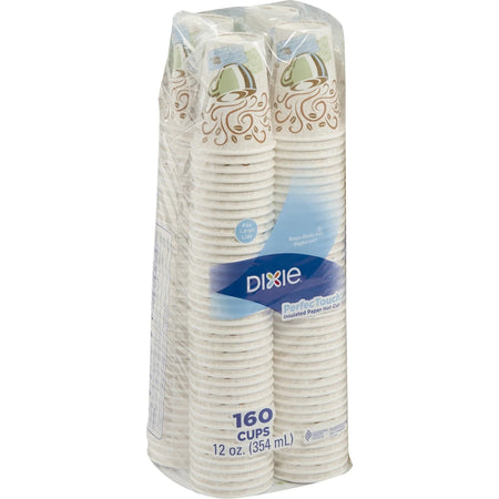 Dixie PerfecTouch 12 oz Coffee Cups - Insulated Paper Hot - 160/Pack