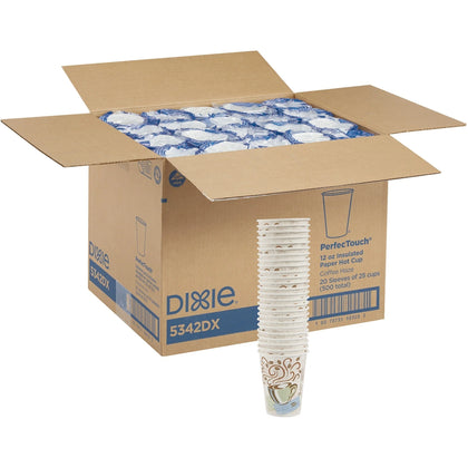 Dixie PerfecTouch 12 oz Coffee Cups: Insulated Paper Hot Drink Cones - Cups