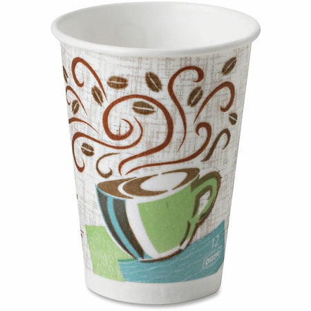 Dixie PerfecTouch 12 oz Hot Coffee Cup and Lid Sets by GP Pro - fl - White - Paper - Drink Beverage - 50 / Pack - Cups