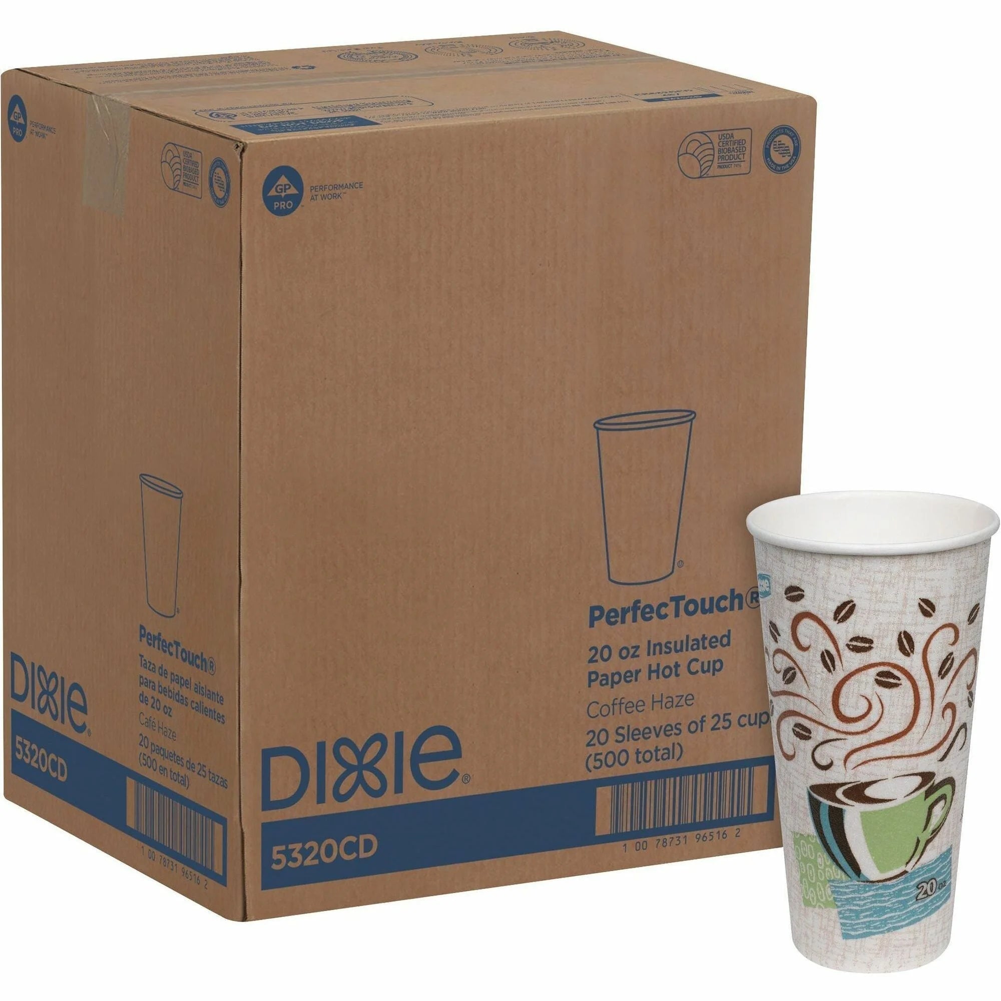 Dixie PerfecTouch 20 oz Hot Coffee Cups - Insulated Paper - 25/Pack