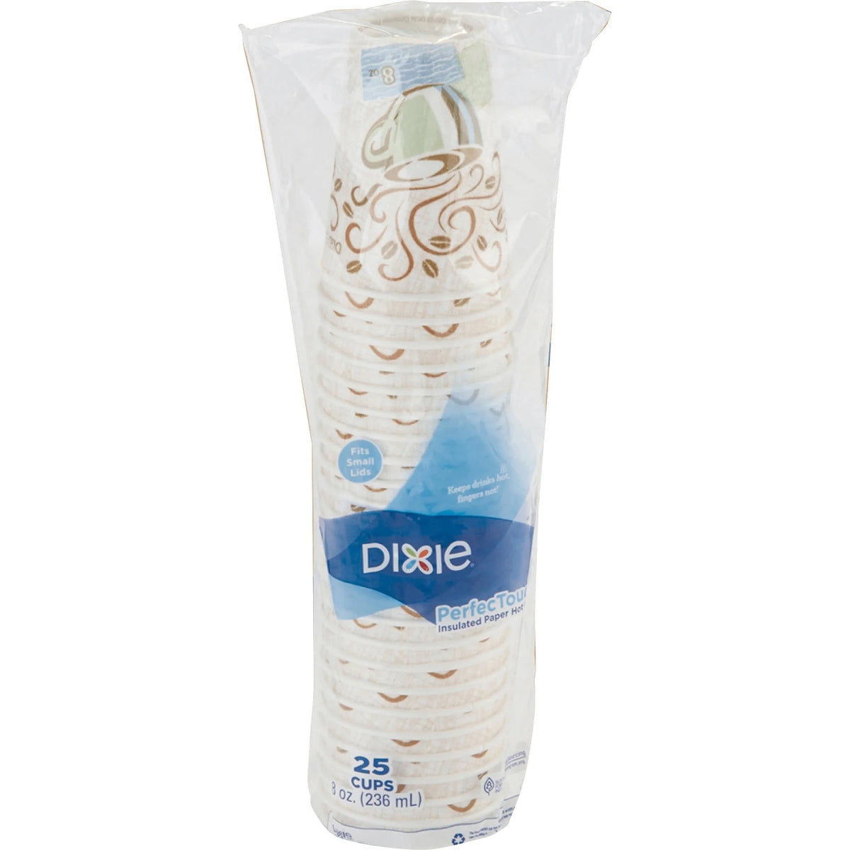 Dixie PerfecTouch 8 oz Coffee Cups: Insulated Paper Hot Cups - 25/Pack