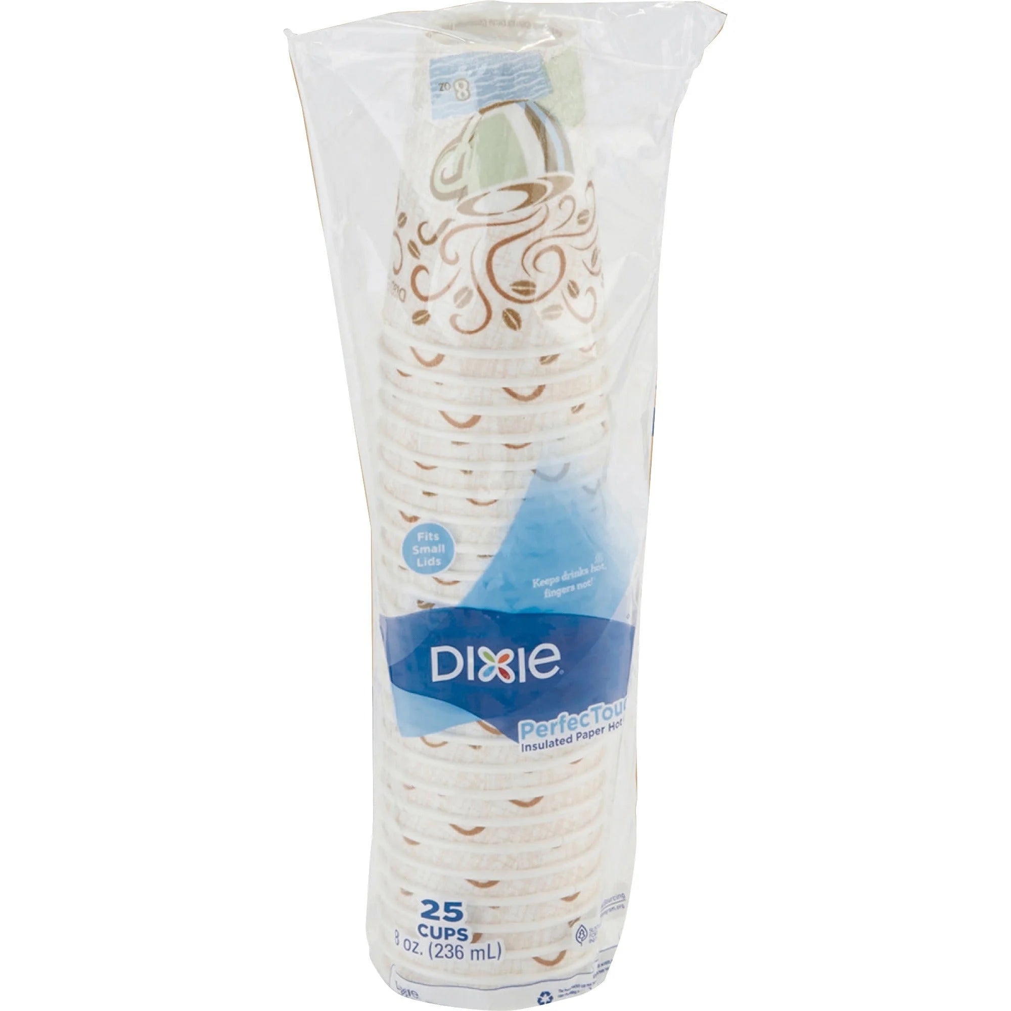 Dixie PerfecTouch 8 oz Coffee Cups: Insulated Paper Hot Cups - 25/Pack