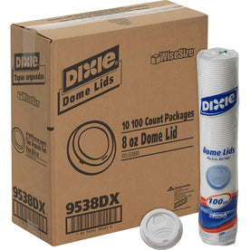 Dixie Small Hot Cup Lids: Dome Plastic White - 10/Carton - Drinking Cups
