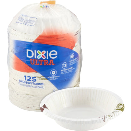 Dixie Ultra Pathways 12 oz Paper Bowls - Disposable Microwave Safe - White - 125/Pack