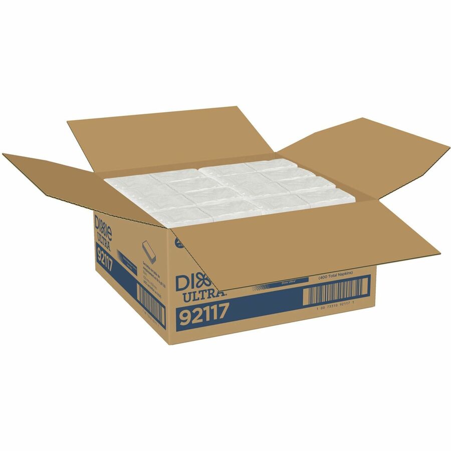 Dixie Ultra® 1/8-Fold Linen Replacement Dinner Napkin - 1 Ply - 17’’ Width x Length - White - Paper - 100/Box - 4