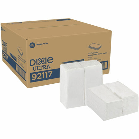 Dixie Ultra® 1/8-Fold Linen Replacement Dinner Napkin - 1 Ply - 17’’ Width x Length - White - Paper - 100/Box - 4