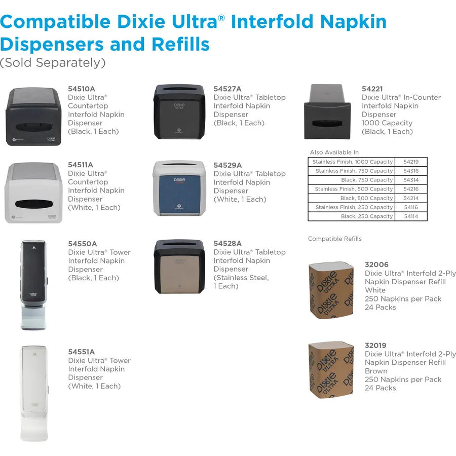 Dixie Ultra® Interfold Napkin Dispenser - 275 Napkins - Black - Non-slip Base - Dispensers