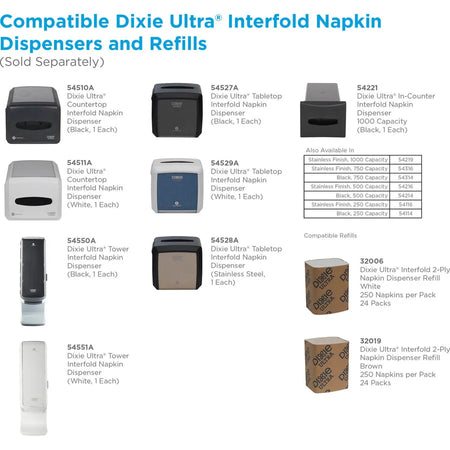 Dixie Ultra® Interfold Napkin Dispenser - 275 Napkins - Black - Non-slip Base - Dispensers