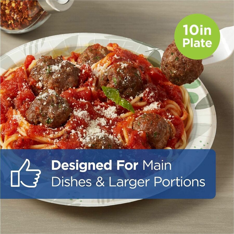 Dixie Ultra® Pathways 10-1/16’’ Heavyweight Paper Plates by GP Pro - Serving - Microwave Safe - 10.1’’ Diameter