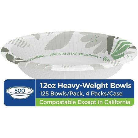 Dixie Ultra® Pathways 12 oz Heavyweight Paper Bowls by GP Pro - Microwave Safe - White - Body - 125/Pack - 4 / Carton