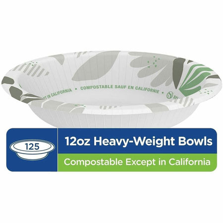 Dixie Ultra® Pathways 12 oz Heavyweight Paper Bowls by GP Pro - Microwave Safe - White - Body - 125/Pack - 4 / Carton