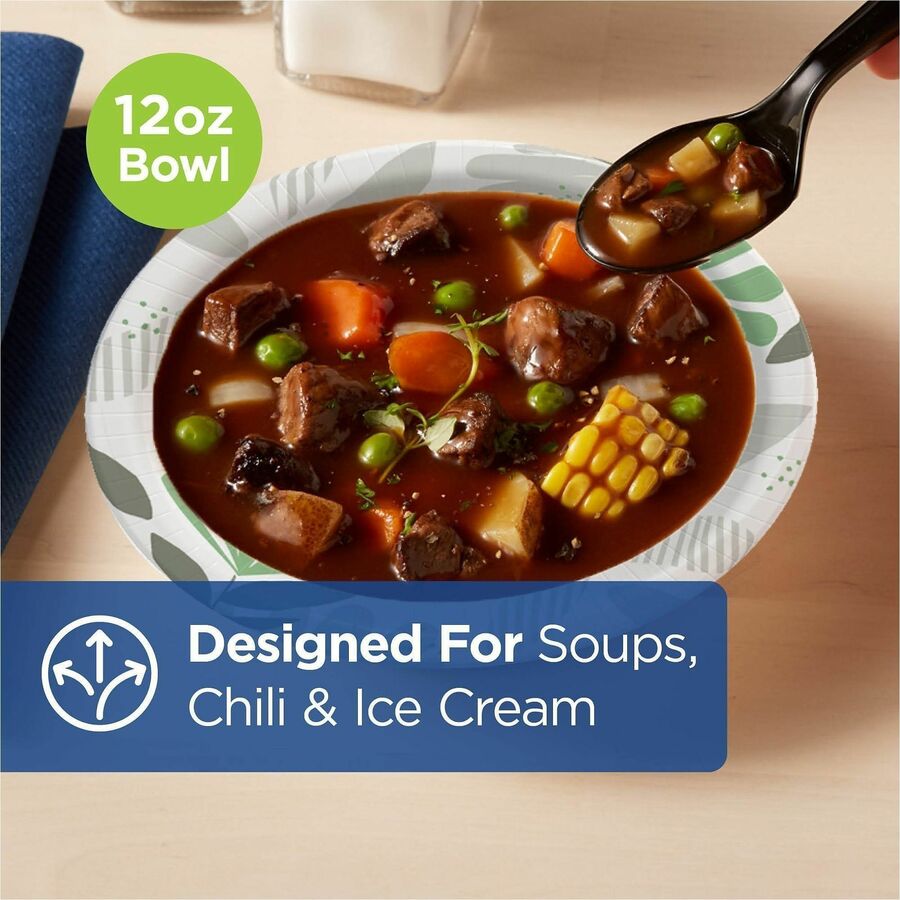 Dixie Ultra® Pathways 12 oz Heavyweight Paper Bowls by GP Pro - Microwave Safe - White - Body - 125/Pack - 4 / Carton