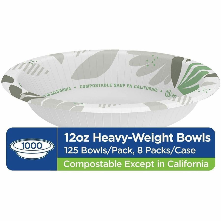 Dixie Ultra® Pathways 12 oz Heavyweight Paper Bowls by GP Pro - Microwave Safe - White - Body - 125/Pack - 8 / Carton