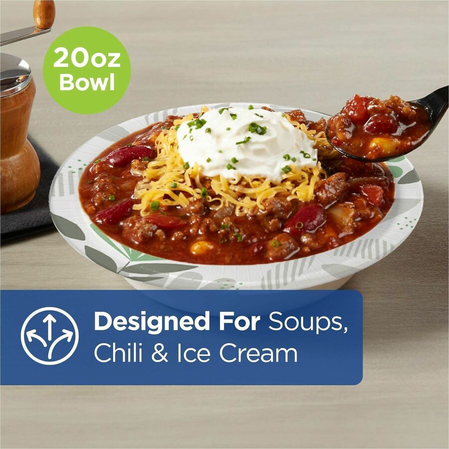Dixie Ultra® Pathways 20 oz Heavyweight Paper Bowls by GP Pro - Microwave Safe - Green Burgundy - Body