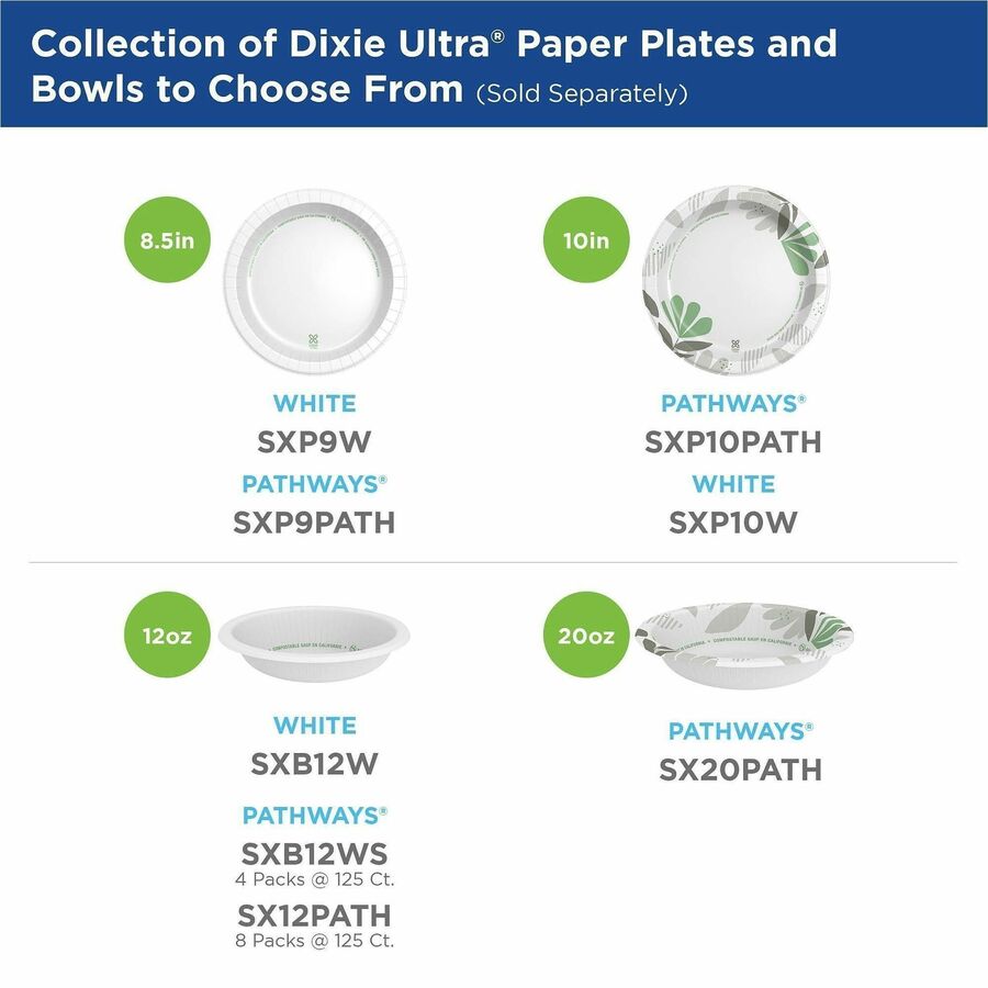 Dixie Ultra® Pathways 20 oz Heavyweight Paper Bowls by GP Pro - Microwave Safe - Green Burgundy - Body