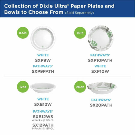 Dixie Ultra® Pathways 8-1/2’’ Heavyweight Paper Plates by GP Pro - Serving - Microwave Safe - 8.5’’ Diameter