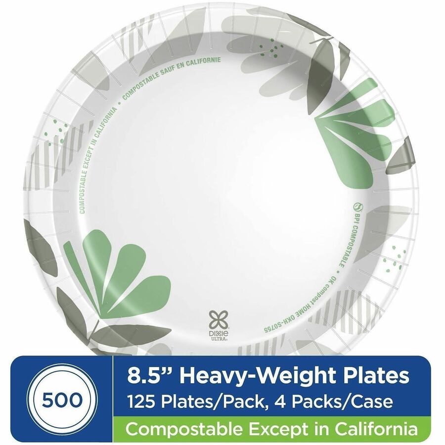Dixie Ultra® Pathways 8-1/2’’ Heavyweight Paper Plates by GP Pro - Serving - Microwave Safe - 8.5’’ Diameter