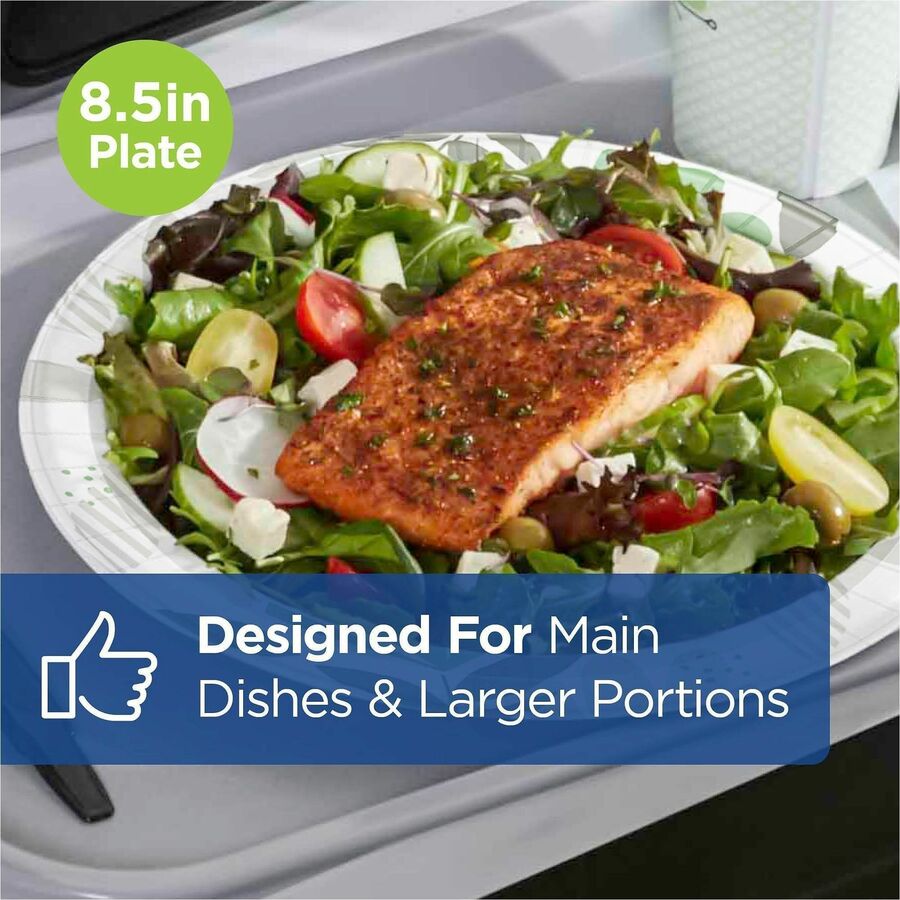 Dixie Ultra® Pathways 8-1/2’’ Heavyweight Paper Plates by GP Pro - Serving - Microwave Safe - 8.5’’ Diameter