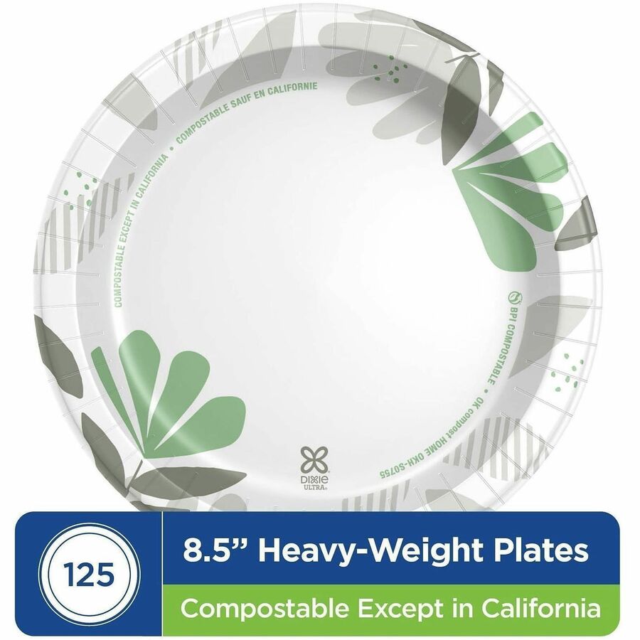 Dixie Ultra® Pathways 8-1/2’’ Heavyweight Paper Plates by GP Pro - Serving - Microwave Safe - 8.5’’ Diameter