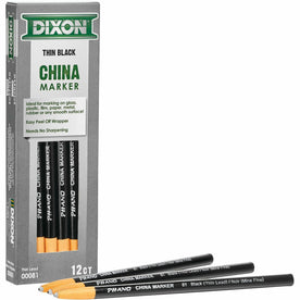 Dixon Industrial Phano China Markers - Black Lead - 1 Dozen